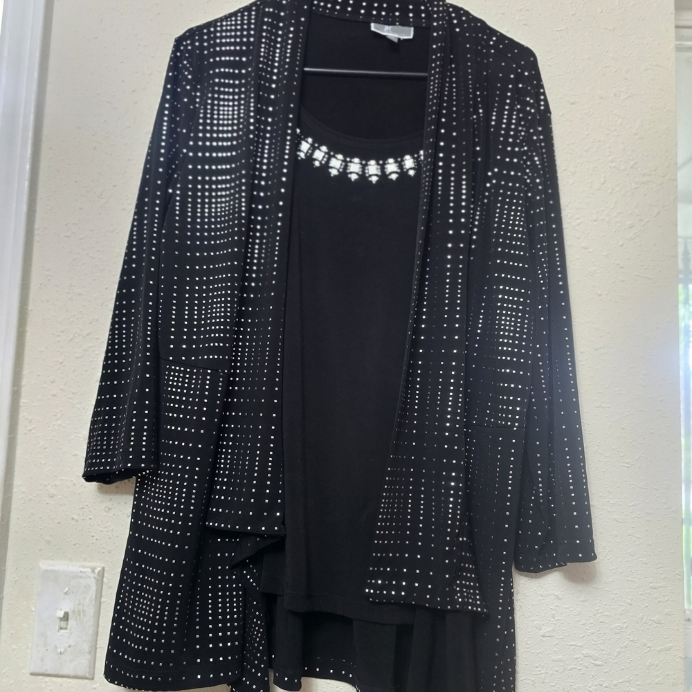 Black Embellished Open-Front Women's Jacket